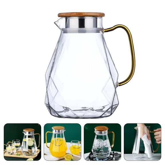 GETAJGHSD 1Pc Glass Pitcher with Rubber Base 1500ml for Cold Drinks and Refreshing Beverages