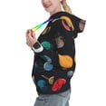 thumbnail image 2 of Fotbe Planets And Their Moons Pattern Womens Long Sleeve Hoodie, Pullover Hooded Sweatshirt, Kangaroo Pocket Hoodie with Eye-catching Drawstrings-, 2 of 7