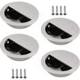 thumbnail image 1 of Set Of 4 Silver Stainless Steel Recessed Handles Round Sliding Door Handle 50mm With A 40 X 20mm, 1 of 4