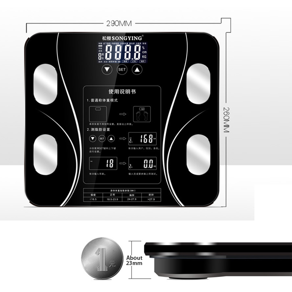 Body Fat BMI Scale Digital Human Weight Scales Floor LCD Display Body Index  Electronic Smart Weighing Scales, Purple 