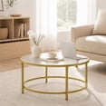 thumbnail image 2 of Alden Design 18"H Modern Round Glass-Top Coffee Table for Living Room, Gold, 2 of 10