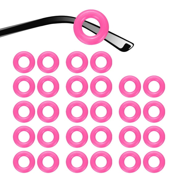 14 Pairs Glasses Ear Grip 0.52" Silicone Ring Type Eyewear Retainer, Rose Red