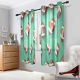 thumbnail image 2 of Yayeee Window Curtains Set of 2 for Living Room Light Filtering 63"x52", Green American Footballs, 2 of 7