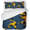 thumbnail image 1 of Juego de Ropa de Cama de 3 Piezas ABPHQTO Patrón de Hojas botánicas Acuarela Azul Funda nórdica Naranja con 2 fundas de almohada, 1 of 1