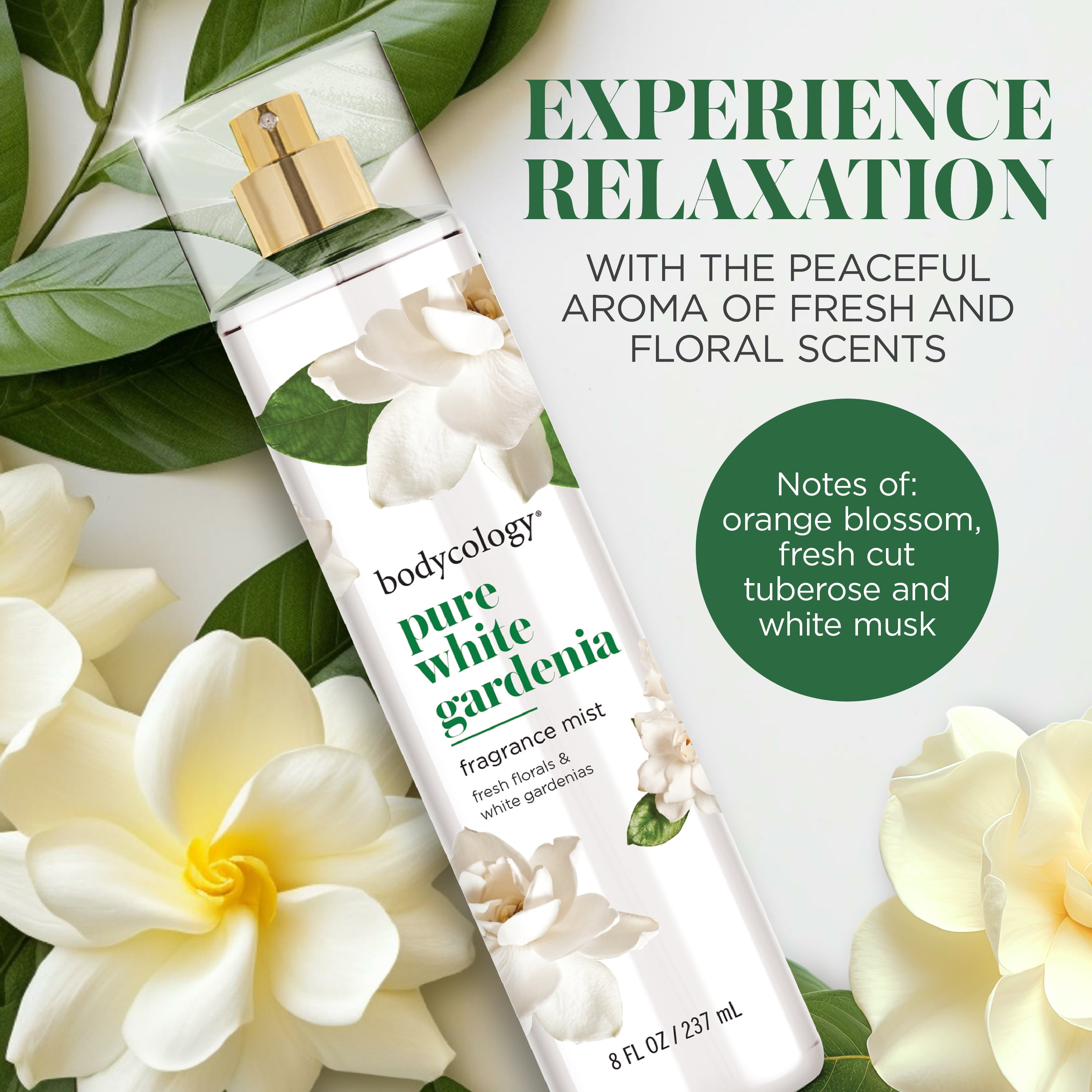 Bodycology Fragrance Body Mist, Pure White Gardenia, 8 fl oz