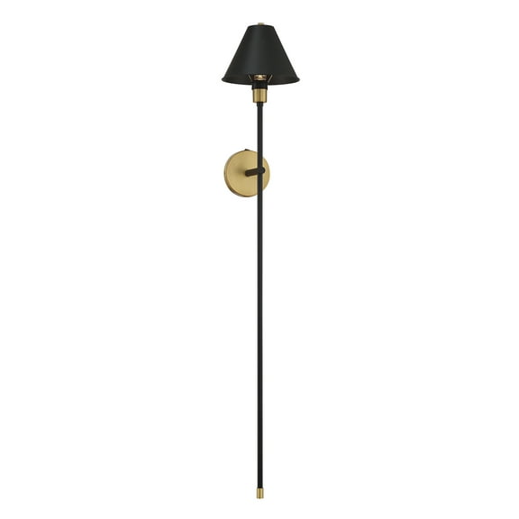 Trade Winds Heather 1-Light Wall Sconce in Black with Natural Brass Accents