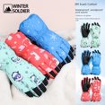 thumbnail image 2 of Guantes de esquí de invierno para niños, resistentes al viento, cálidos, con forro polar, gruesos, para montar al aire libre, con dedos paralelos, 2 of 6
