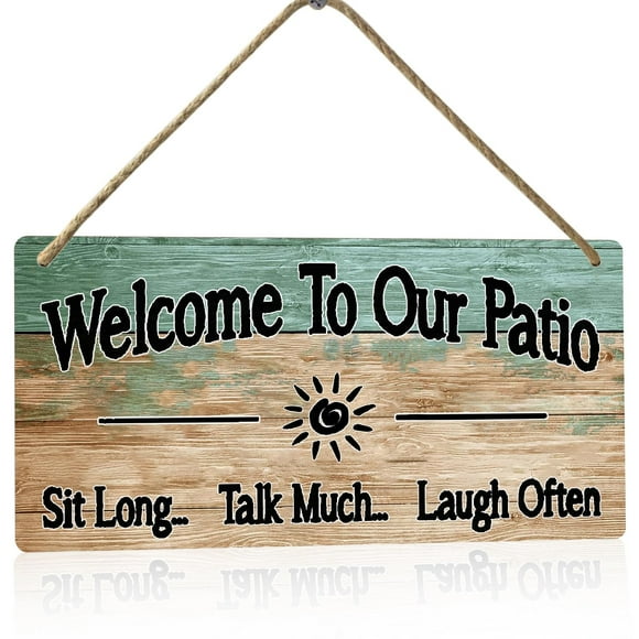 Letrero de madera para patio exterior MOUNTWOLF, 15 x 30 cm, Welcome
