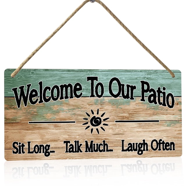 Letrero de madera para patio exterior MOUNTWOLF, 15 x 30 cm, Welcome