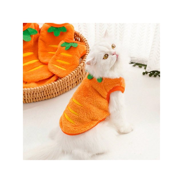 1pc Orange Carrot Winter Pet Clothes For Dogs And Cats, Comfortable, Skin-Friendly, Suitable For Teddy, Beagle, Corgi, Pomeranian, Etc.