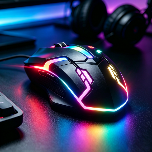 RGB Gaming Mouse, Computer Wired Mouse, Ergonomic, Colorful Lights, Black