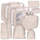 thumbnail image 1 of Cateissary 9 piezas cubos de embalaje impermeable equipaje malla ropa sujetador cordón clasificación bolsa de almacenamiento para suministros de viaje al Almacenamiento y organización del hogar Beige, 1 of 6