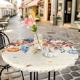 thumbnail image 6 of Orange Blue Leaves Fall Round Tablecloth for 45-54 Inch Tables,Fitted Table Cover with Elastic Edge,Thanksgiving Small Pumpkins Weeping Waterproof Outdoor Table Cloth Protector for Patio Dinner, 6 of 9