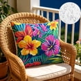 thumbnail image 2 of Throw Pillow Cover,Square Tropical Floral Print Waterproof Cushion Cover for Patio Balcony Outdoor Lounge, 2 of 6
