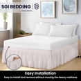 thumbnail image 6 of SGI bedding 15 inch Drop Wraparound Bed Skirt Queen Size - No Lifting Required, Adjustable Easy Fit Elastic Strap, Classic Gathered Styling Dust Ruffle, Fade Resistant -Light Grey, 6 of 7