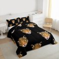 thumbnail image 3 of Homewish Safari Leopard Cheetah Full Size Comforter Sets,Jungle Wildlife Bedding Comforter Set,Brown Black Bedding Sets For Adults,Microfiber Bedroom Decor Reversible,3 Pieces, 3 of 8