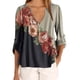 thumbnail image 4 of Blusa Camisa con cuello en V con estampado floral Blusa suelta de manga larga Top de mujer, Gris, XL tholdsy AP002021-12, 4 of 5