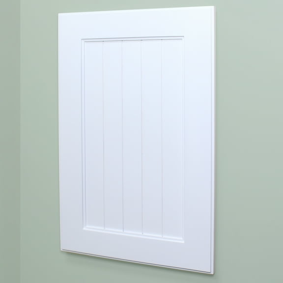 14x24 White Shaker Beadboard Recessed Medicine Cabinet with no mirror