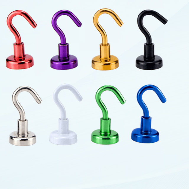 Ganchos magnéticos resistentes de 27 lb (8 unidades) para colgar, ideales para camarotes de crucero, refrigeradores, pizarras blancas y el hogar.