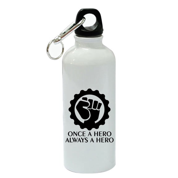 Once A Hero Always A Hero White Aluminum Sports 20 oz Water Bottle