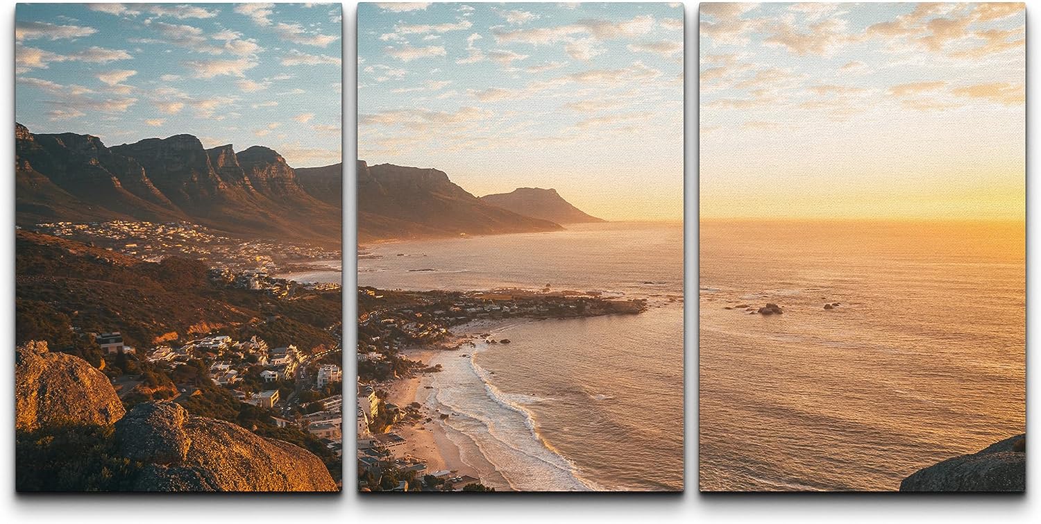 PixonSign Canvas Print Wall Art Set Sunset Horizon Mountain Range Ocean ...