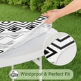 thumbnail image 6 of 44in Round Tablecloth with Elastic Edge, Waterproof Fitted Table Cover for 36-44" Tables, Boho Theme Polyester Reusable Table Cloths Wipe Clean for Picnic, Dining, Outdoor Use and Party Decor, 6 of 7