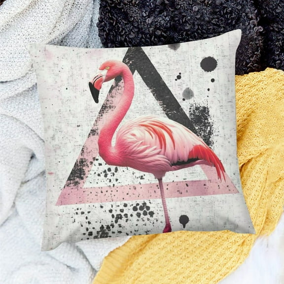 ZFLMY Flamingo Throw Pillow Cover Cushion Case for Home Sofa Couch Decor, 100% Linen, Outdoor Use, 1 Pack 18x18in