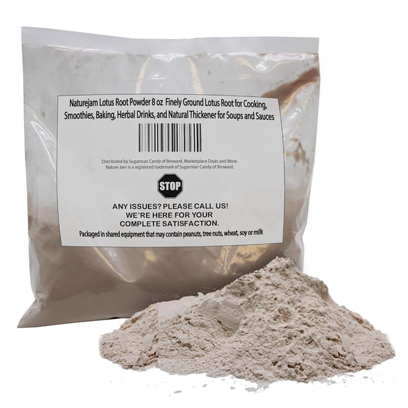 Naturejam Lotus Root Powder 8 oz - Finely Ground Lotus Root for Cooking, Smoothies, Baking, Herbal Drinks, and Natural Thickener for Soups and Sauces