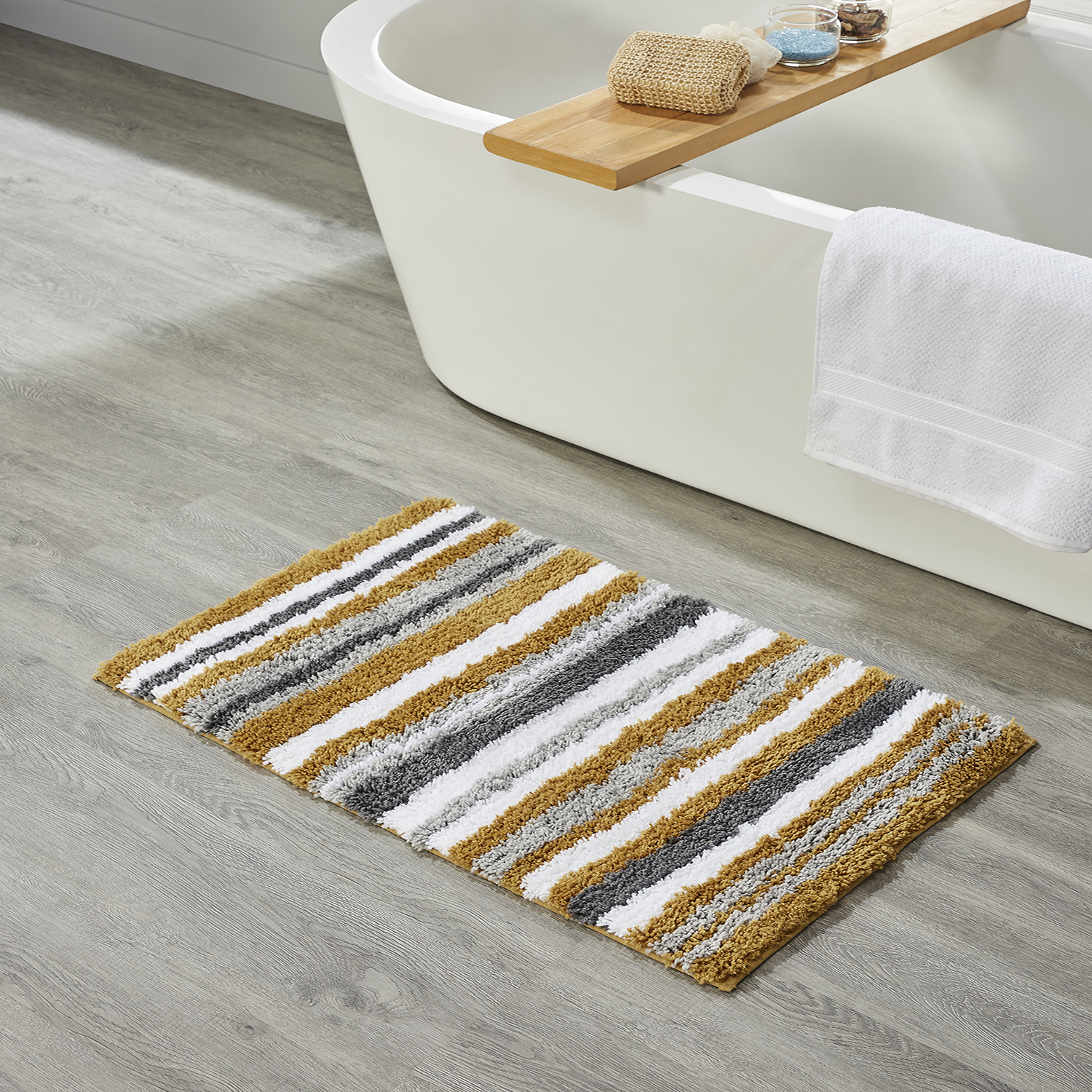 Better Trends 2 Piece Bathroom Rug Set 100% Polyester Soft Water Absorbent Non Slip Bath Mat Machine Washable Rug Griffie Collection - Yellow