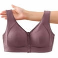 thumbnail image 4 of HVOBTTY Womens Front Closure Bra, Bras for Women, Woman's Solid Color Front Buckle Elastic Style Medium Sized Bra without Steel Rim Purple, S, 4 of 4