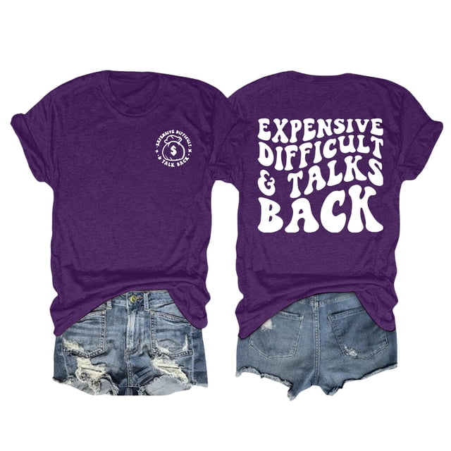 TSADFHJI Chemises pour Femmes Grande Taille Tendance Mode Décontractée Imprimée Col Rond Manches Courtes Chandail T-Shirt m Violet