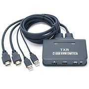TCNEWCL HDMI USB KVM Switch 4K@ 30Hz, Selector Switcher 2 Computers Share 1 Monitor and 2 USB Devices for Mouse Keyboard Printer, with Remote Switch
