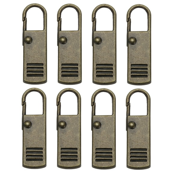 Uxcell Zipper Pull Replacement, 8 Pcs Detachable Metal Zipper Tab Repair Kit Handle Fixer Extension for Luggage, Bronze