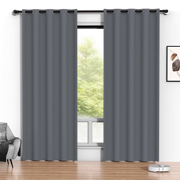 Blackout Cortinas, Cortina Blackout de 52 x 84 Pulgadas 2 Paneles, Cortinas Térmicas Aislantes para Oscurecer la Habitación, Protección de Privacidad y Reducción de Ruido, Gris Oscuro