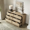 thumbnail image 4 of SICOTAS 56.85" Wide 6 DrawerBoho Dressers,Rattan Dresser with Large Storage Space Light Oak Dressers & Chests of Drawer Engineered Wooden Dressers for Bedroom,, 4 of 9