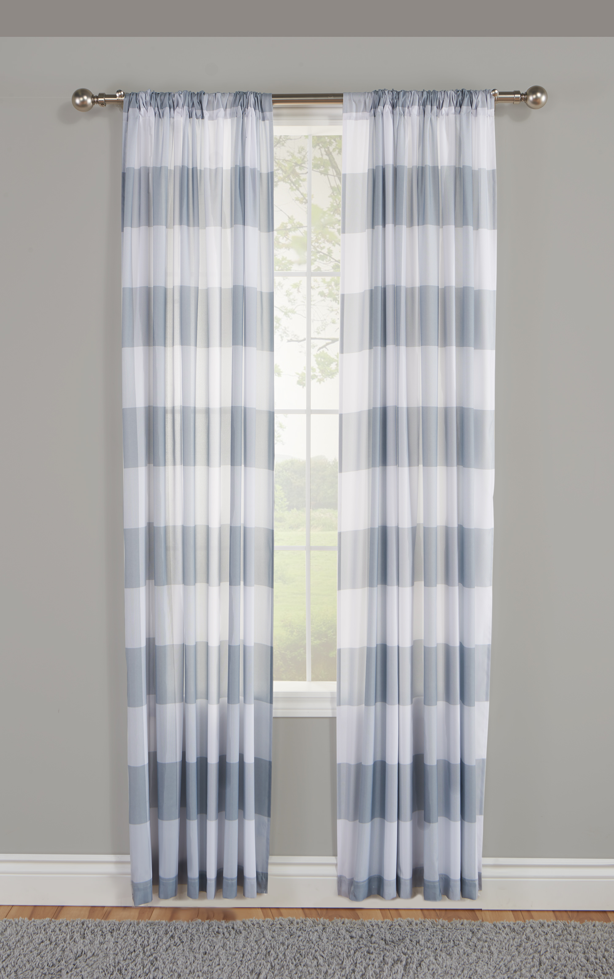 Mainstays Gingham Plaid Window Curtain Panel Pairs
