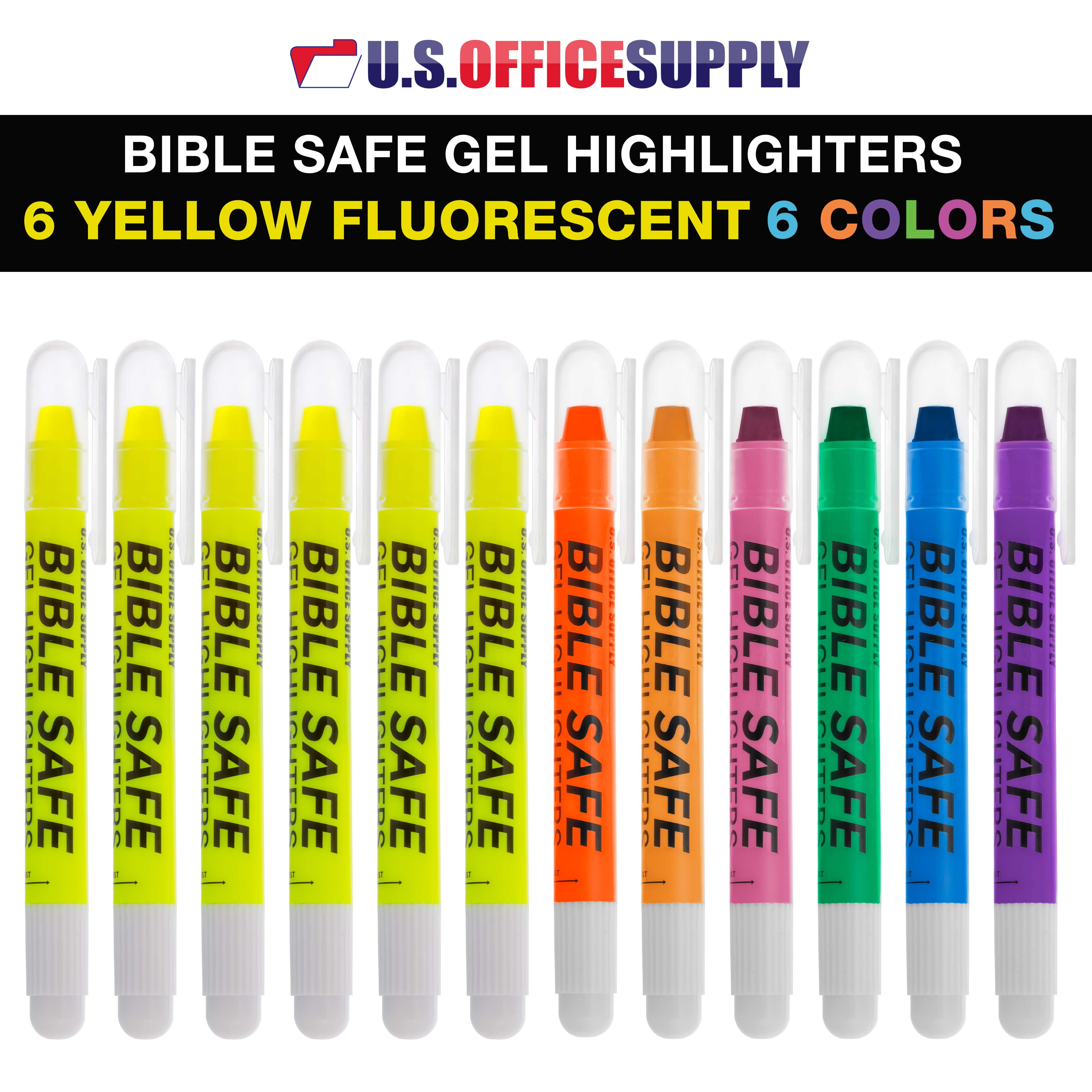 Bible Safe Gel Highlighters, Fluorescent Colors - Yellow, Orange, Pink,  Blue, Green, Purple, 6 Highlighters - Harris Teeter