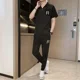 thumbnail image 3 of Conjunto de camiseta y pantalones a rayas para hombre, ropa deportiva, trajes deportivos, camiseta con alfabeto, ropa blanca para hombre, conjunto de 2 piezas, chándal, básico y genial, 3 of 5
