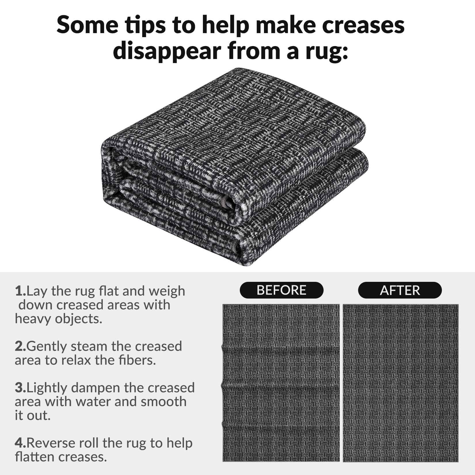 Garvee 9'x12' Area Rug Modern Area Rugs for Living Room Bedroom Farmhouse Non Slip Low Pile Rugs, Black