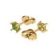 thumbnail image 2 of Clara Pucci 0.5Ct Natural Peridot Princess Cut VVS1 Push Back Stud 14k Solid hypoallergenic Gold Designer Earrings For August, 2 of 7
