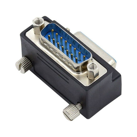 FVH DSUB RS232 D-subminiature 15pin Male Nut to Female Screw Extension Adapter DB Connector Up 90 Degree Angled