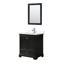 Wyndham Collection Deborah 30" Mirror Wood Single Bathroom Vanity in Espresso