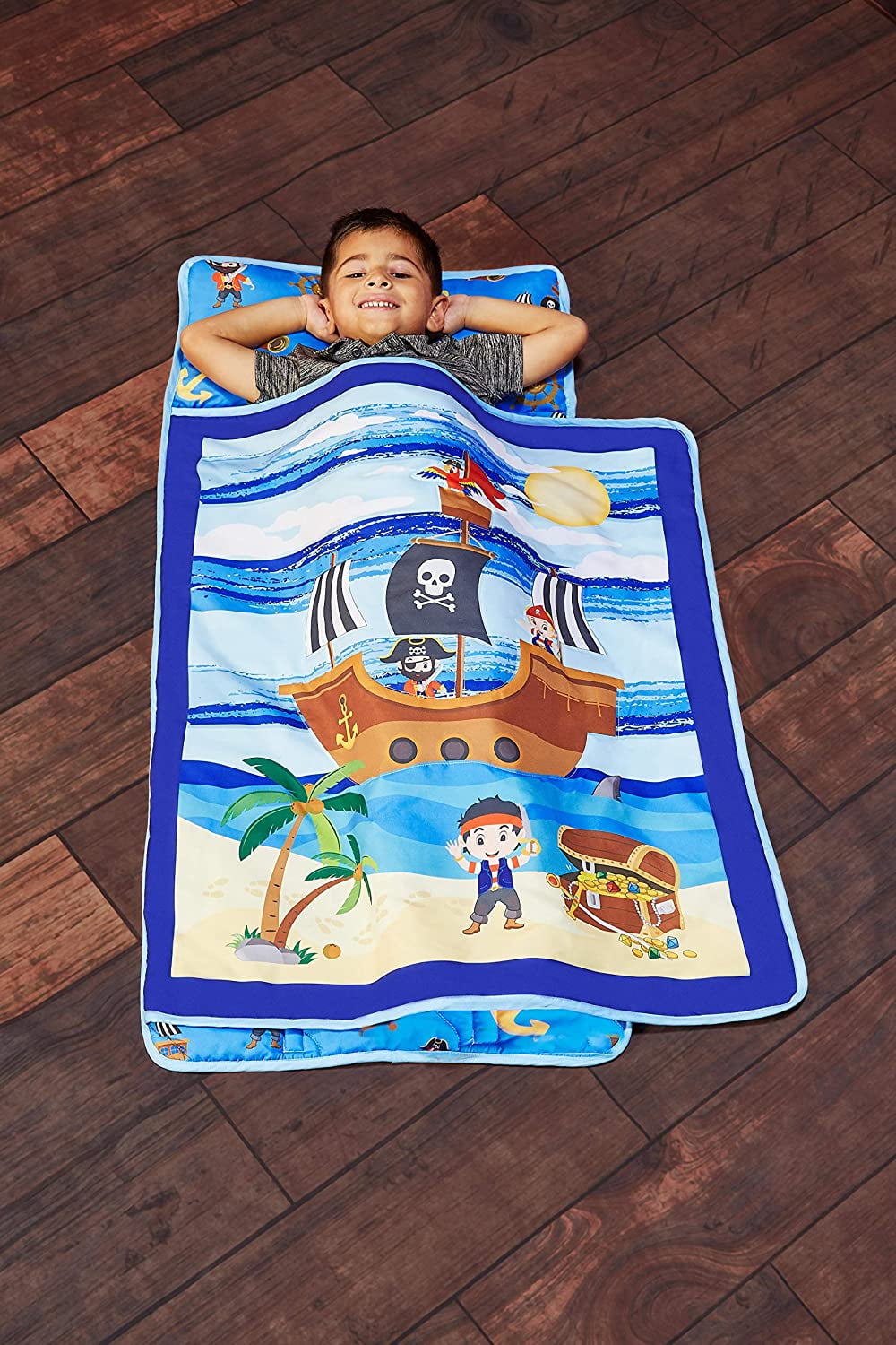 Everyday Kids Toddler Nap Mat with Removable Pillow Pirates Treasure