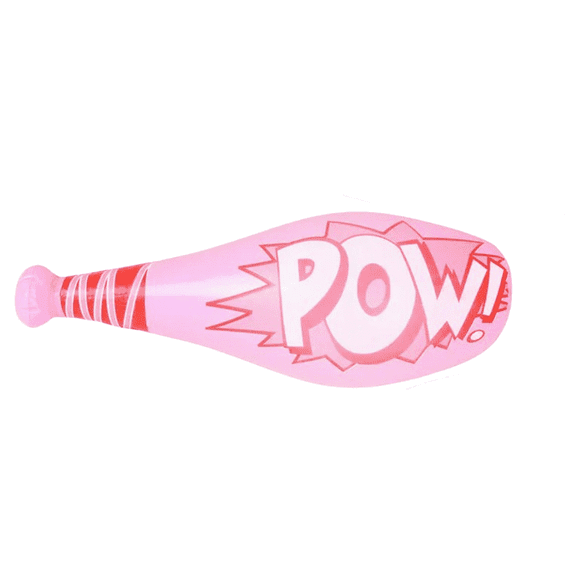 Inflatable Bat 20 Inch Pow Graphic Durable Lightweight Assorted Colors Party Toy, Pink