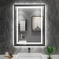thumbnail image 1 of Amorho 28"X36" LED Bathroom Mirror with Black Frame, Front Light and Backlit, Stepless Dimmable, Anti-Fog, Shatter-Proof, Memory, 3 Colors, Double LED Vanity Mirror, 1 of 8