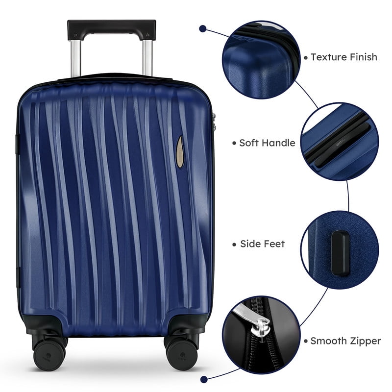 Gowill 3 Piece Hardside Luggage Set 27/23/19 inch Hardshell Lightweight Spinner Wheels Carry-on and Checked Suitcase.Navy Blue
