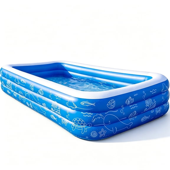 Inflatable Pool for Kids and Adults, 120"x68"22" Oversized Thickened Family Swimming Pool Blow Up Pool, Blue