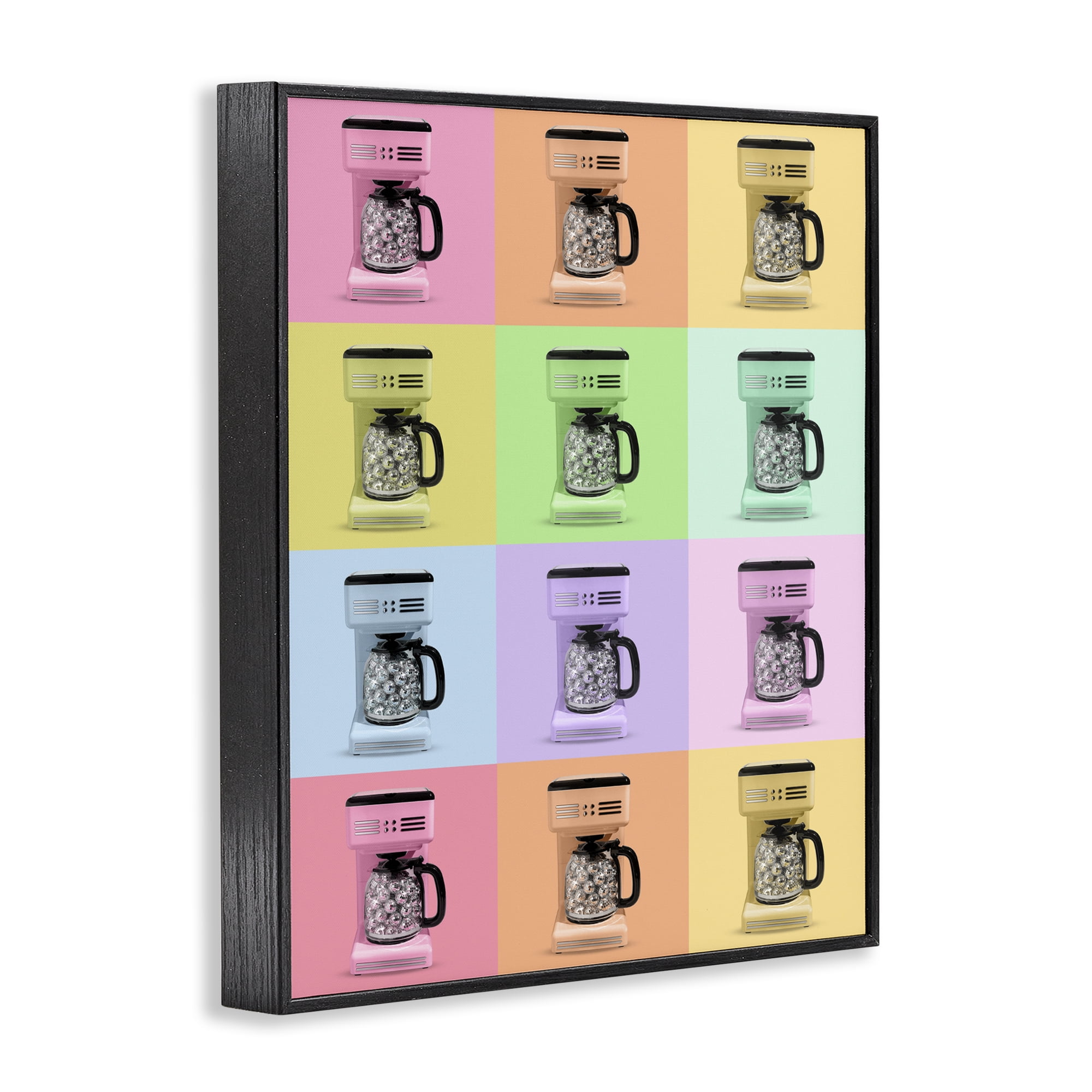 Stupell Industries Disco Coffee Maker Collage Black Framed Giclee Art, design by LISH Creative