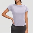 thumbnail image 2 of Gaexia Women's Summer Short Sleeve Yoga Fitness Top Breathable Wicking Stretch Lightweight Comfortable Running Training Workout Gym Slim Fit Performance Activewear (Purple,M), 2 of 6