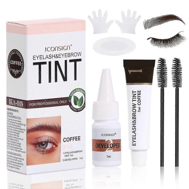 Instant Lash & Brow Tint Set, Natural Bushy Eyebrow & Lash Dye Makeup Kit Lasting for 6 Weeks DIY Hair Coloring for Salon Home Use 26s